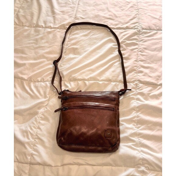 Wise Owl Cognac Leather Crossbody Bag – Adjustable Strap, Multi‑Pocket Design - Picture 5 of 16